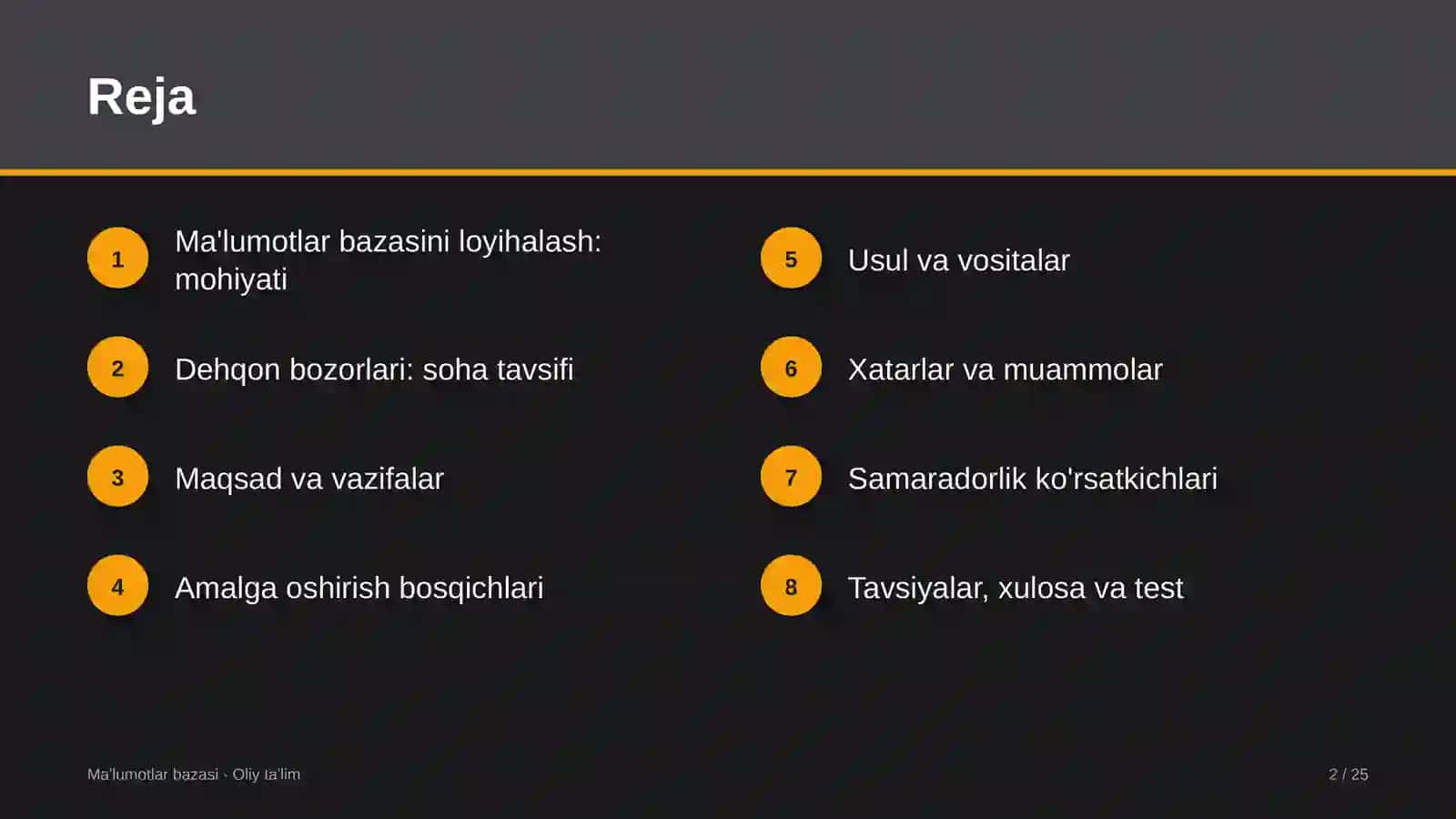 Dehqon bozorlarida ma'lumotlar bazasini loyihalash 2