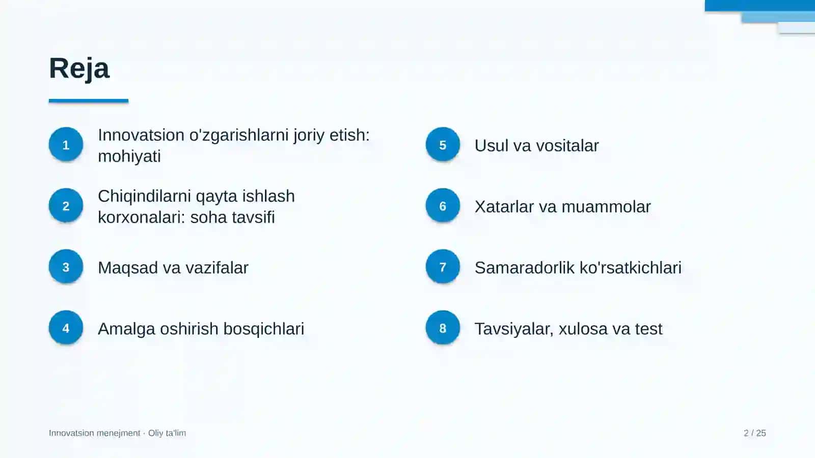 Innovatsion Menejment · Oliy Ta'līm 2