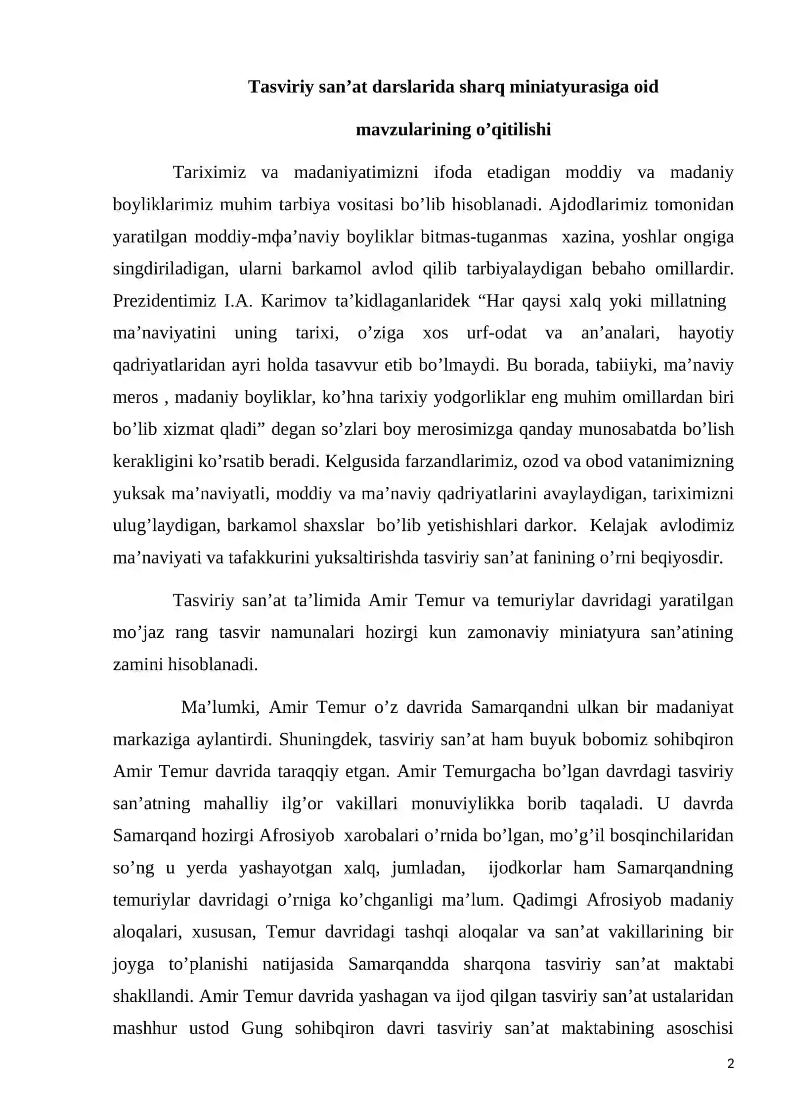 Tasviriy san’at darslarida sharq miniatyurasiga oid mavzular 2