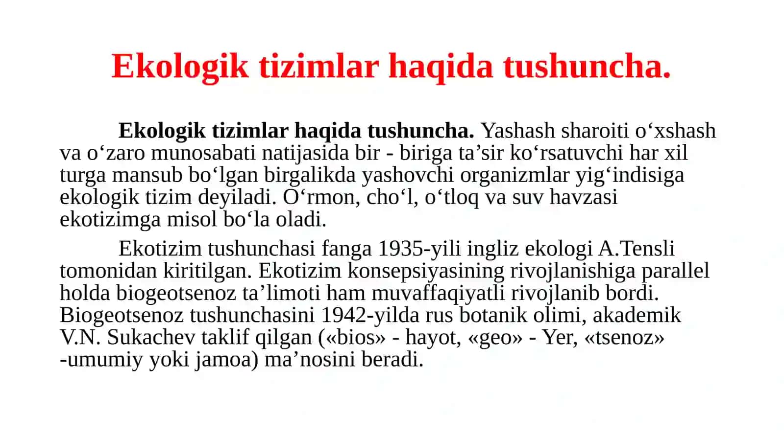 Ekologik tizimlar 2
