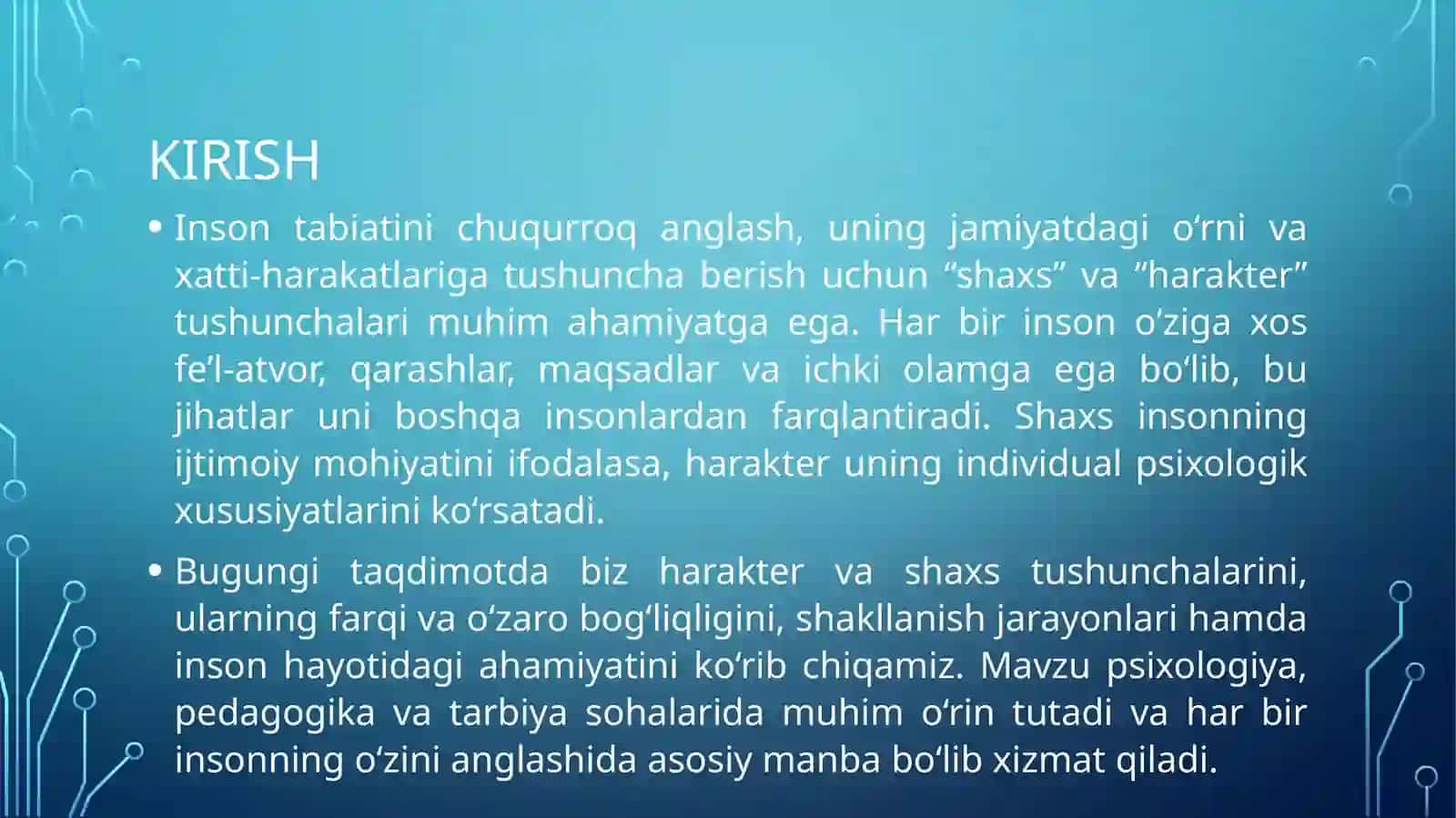Harakter va shaxs 2