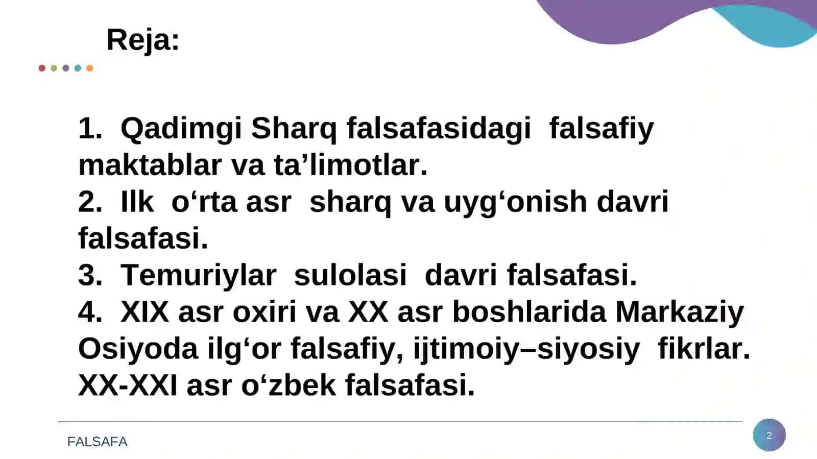 Falsafiy tafakkur taraqqiyot bosqichlari:Sharq falsafasi 2