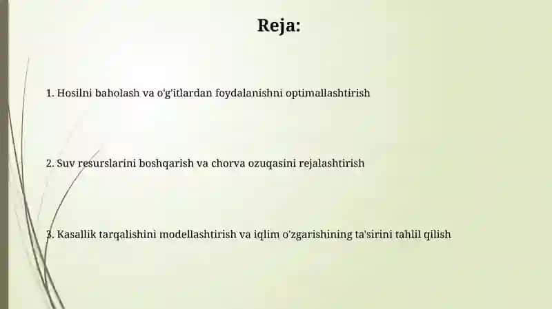 Aniq integralning qishloq xoʻjaligi va chorvachilik masalalariga tatbiq etilishi 2
