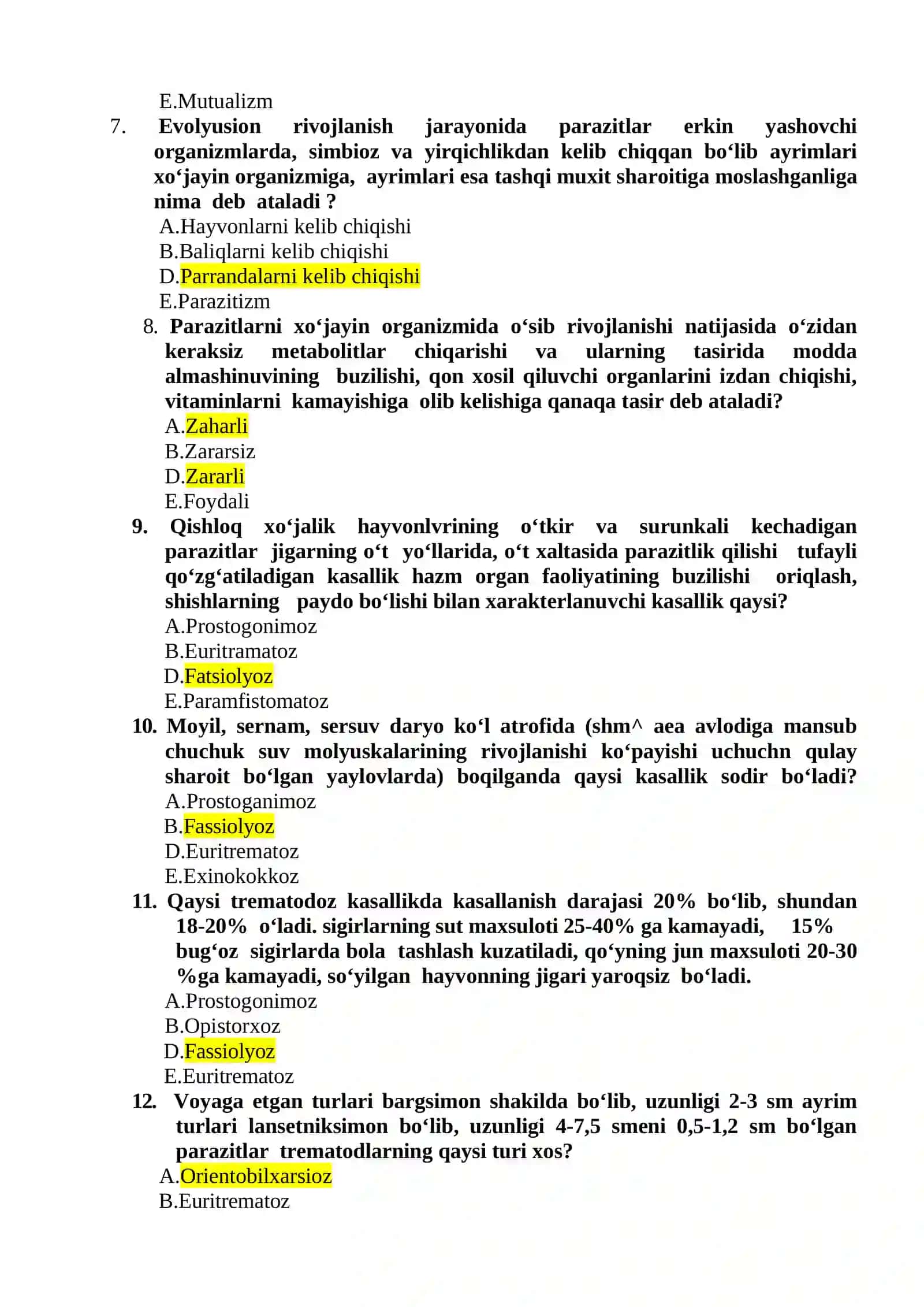 YaB UCHUN TEST SAVOLLARI (500-TA) 2