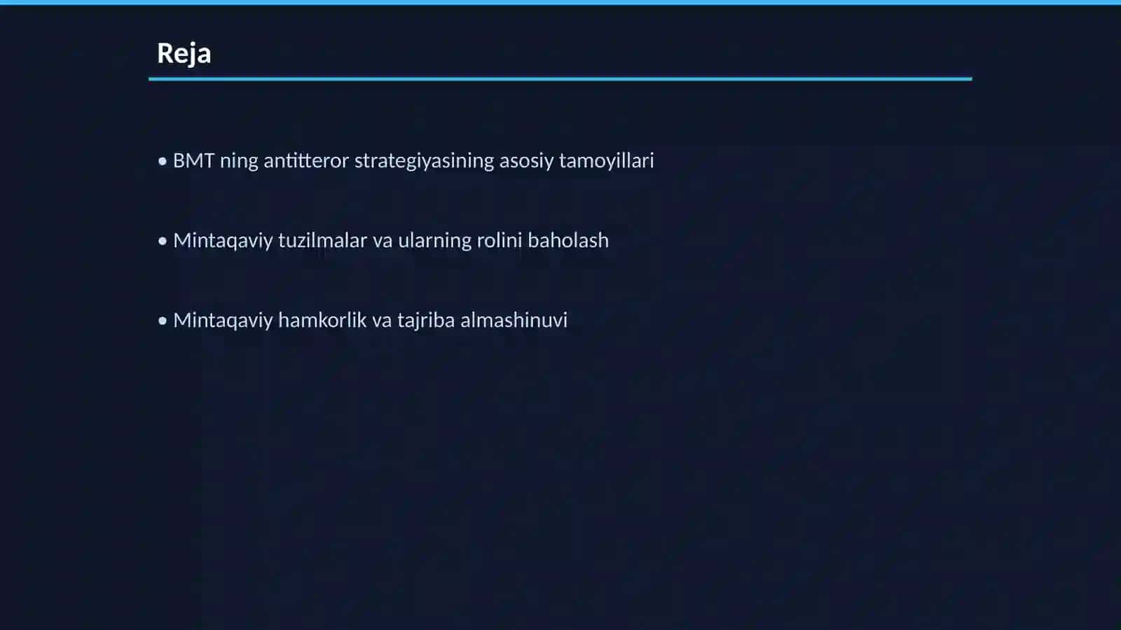 BMT ning global antitteror strategiyasi bôyicha mintaqaviy tuzilmasi 2