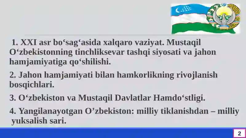 O’ZBEKISTONNING YANGI TARIXI 2