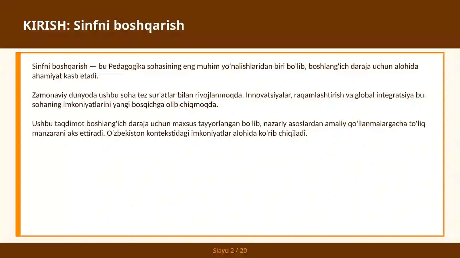 Sinfni boshqarish 2