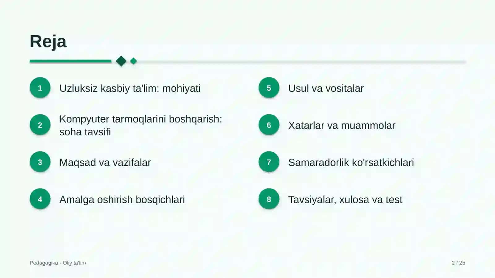 Kompyuter tarmoqlarini boshqarishda uzluksiz kasbiy ta'lim 2