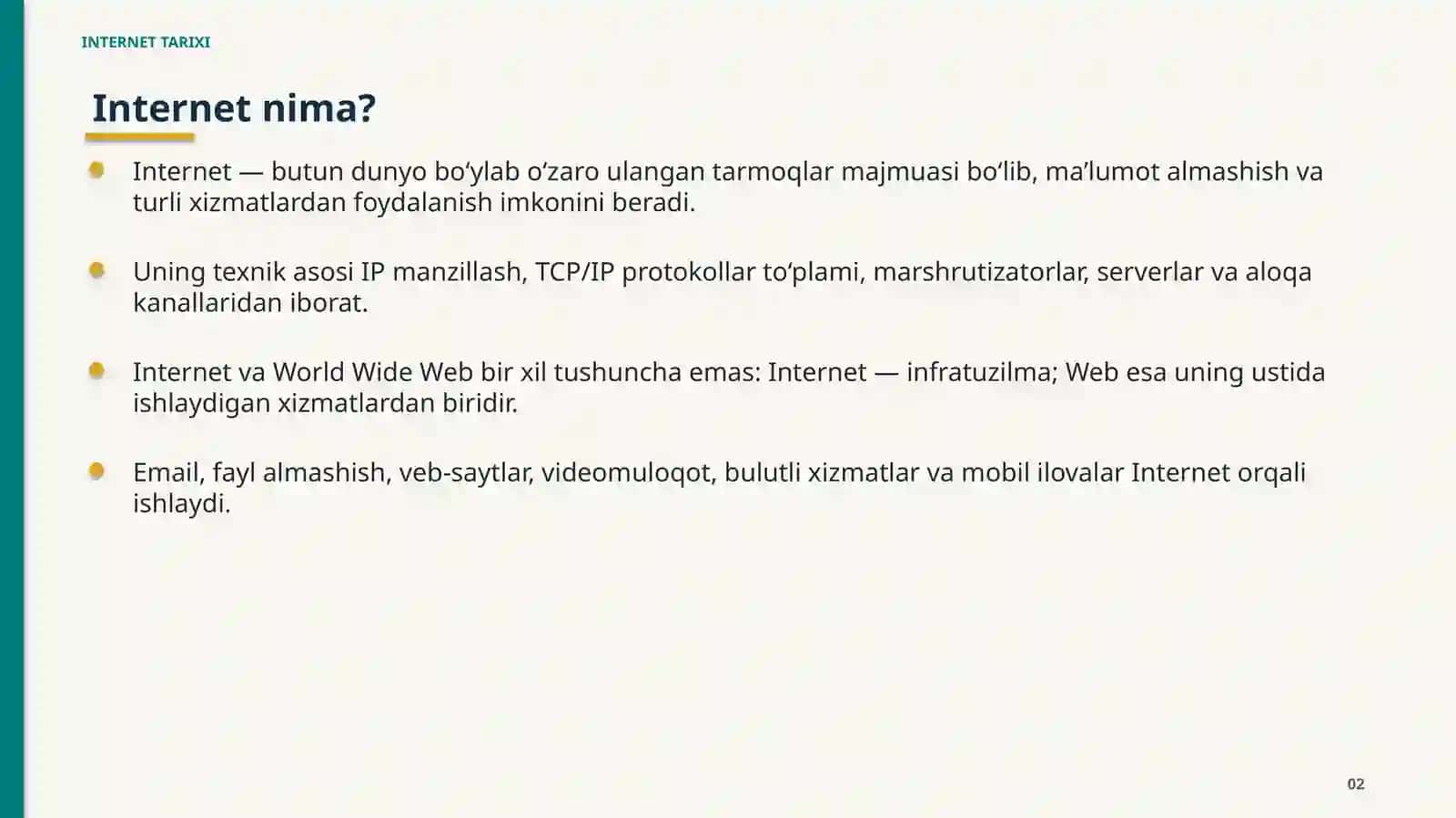 INTERNET VA UNING RIVOJLANISH TARIXI 2