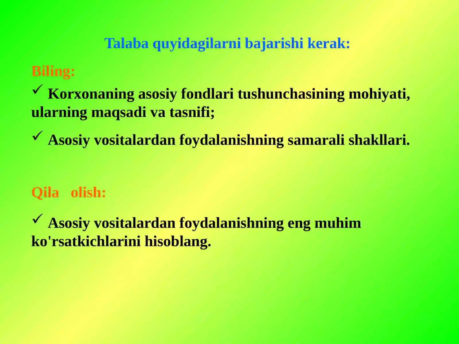 KORXONANING ASOSIY FONDLARI 2