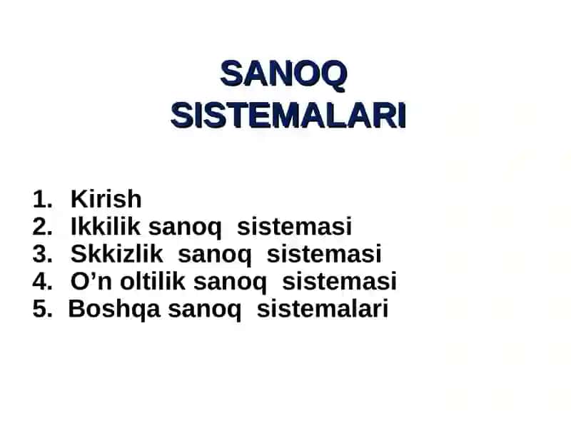 Sanoq sistemalari 2