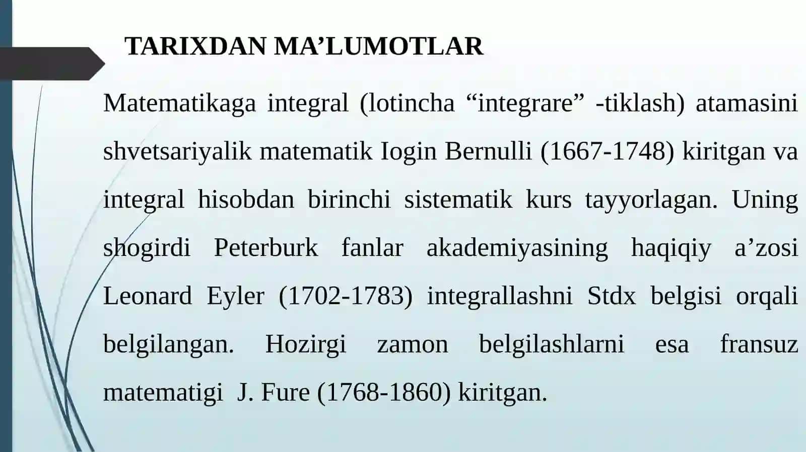 Aniq integral.Nyuton–Leybnits formulasi 2
