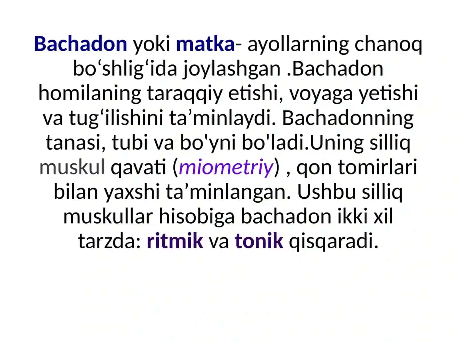 Bachadon faoliyatiga ta'sir etuvchi dorivoritalari 2