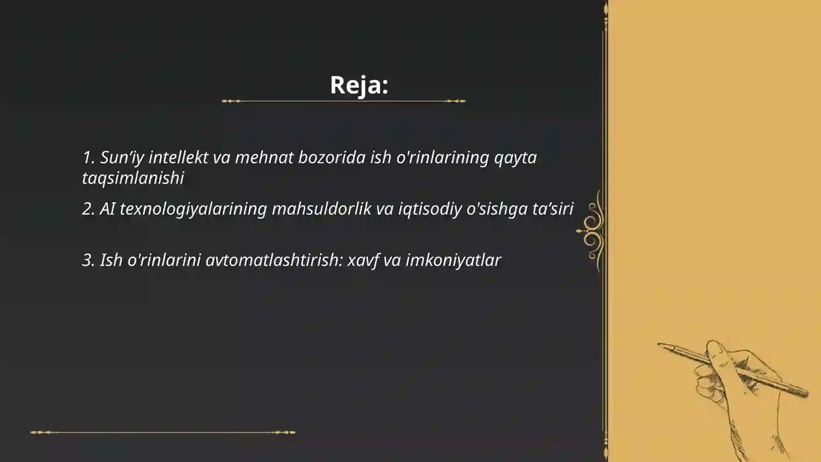 Sunʼiy intellekt AI xususiy texnologiyalarining iqtisodiyot va mehnat bozoriga taʼsiri 2