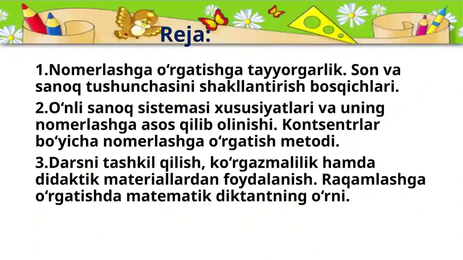 Nomerlashga o‘rgatish metodikasi 2