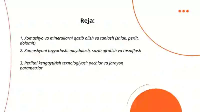 Shlakli pemza, perlit va dolomit ishlab chiqarish texnologiyasi 2