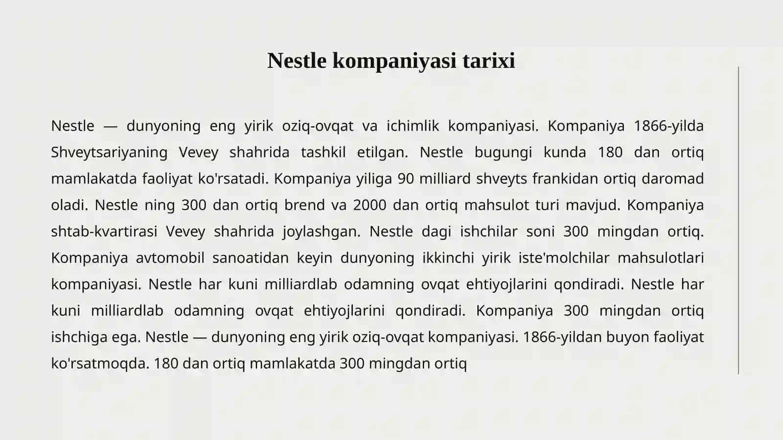 Nestle kompaniyasi tarixi 2
