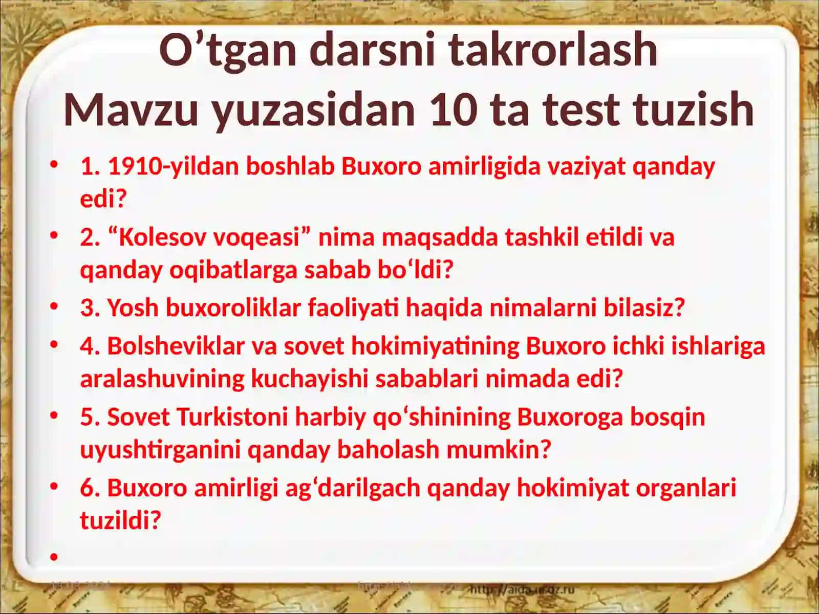 O’tgan darslarni takrorlash 2