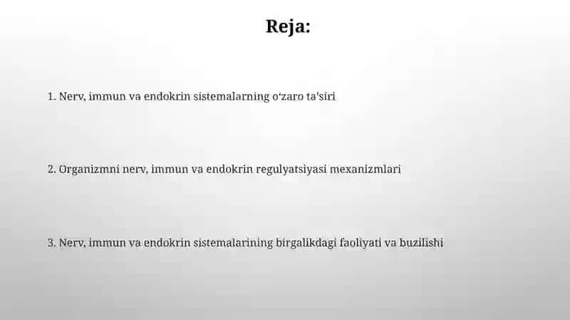Organizmning nerv, immun- endokrin boshqariluvi 2