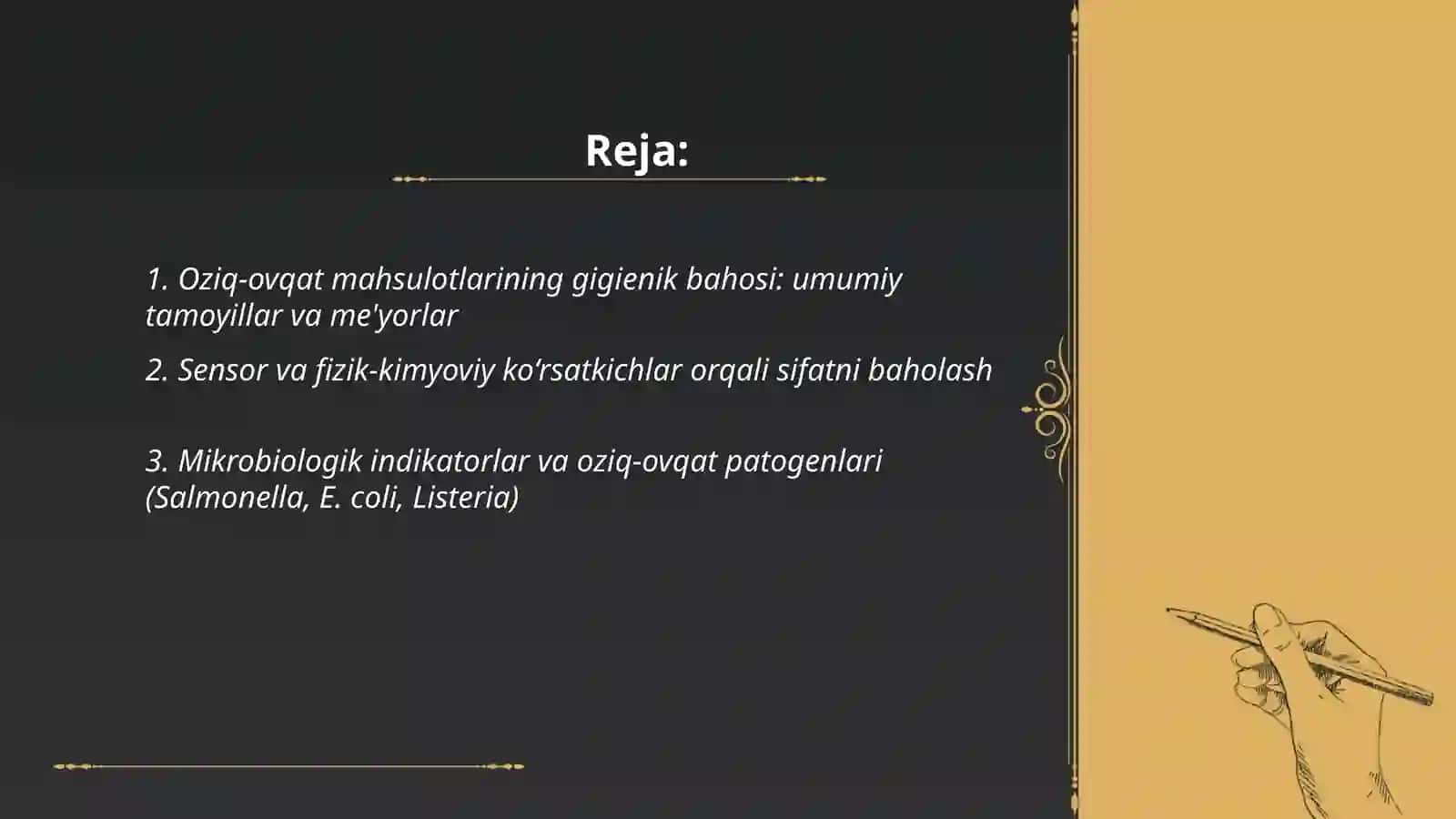 Oziq-ovqat mahsulotlarining gigienik bahosi 2