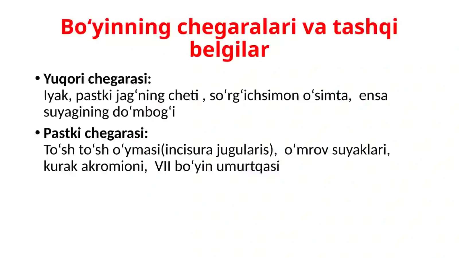 Bo’yin sohasining jarrohlik anatomiyasi 2