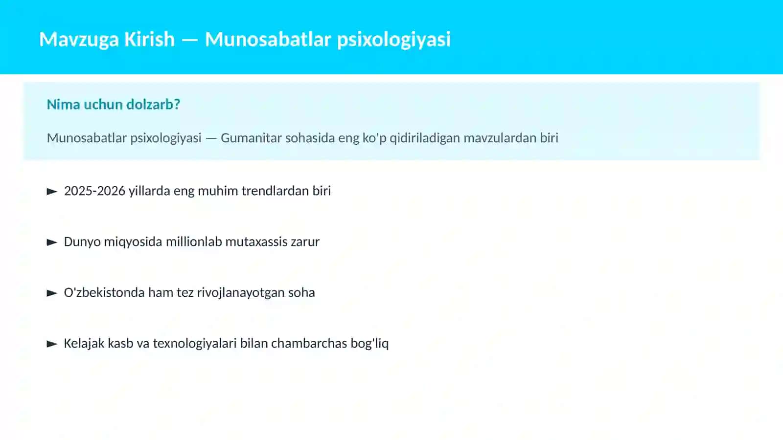 Munosabatlar psixologiyasi 2