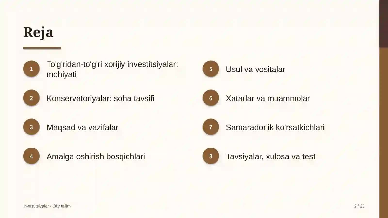 Konservatoriyalarda to'g'ridan-to'g'ri xorijiy investitsiyalar 2