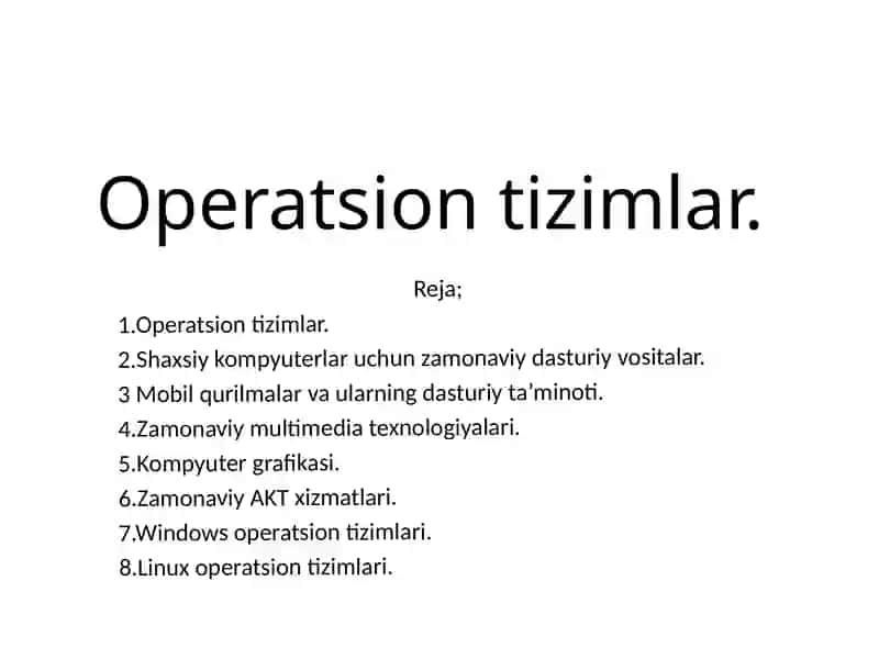 Operatsion tizimlar 2