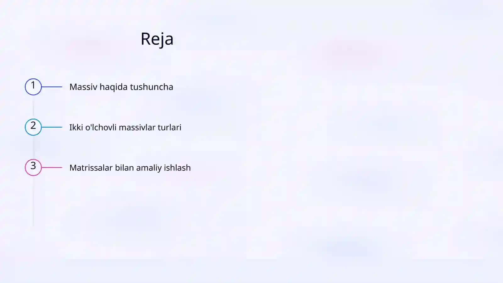 Ikki ŏlchovli massivlar(matrissalar) bilan ishlash 2