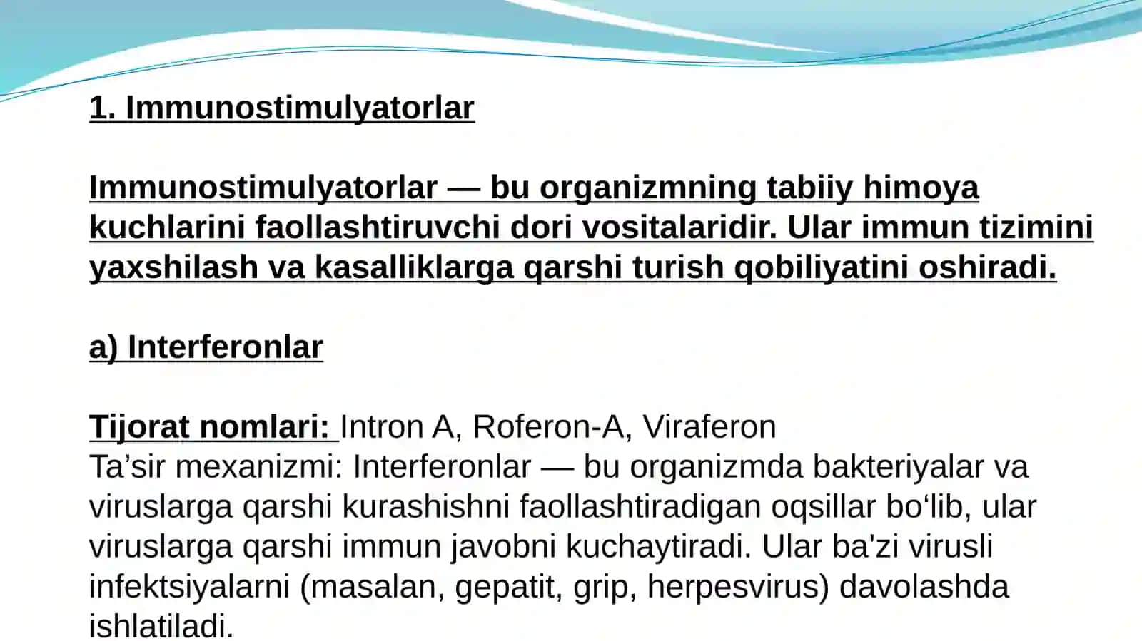 Immun tizimiga ta'sir etuvchi dori vositalari va vitaminlar 2