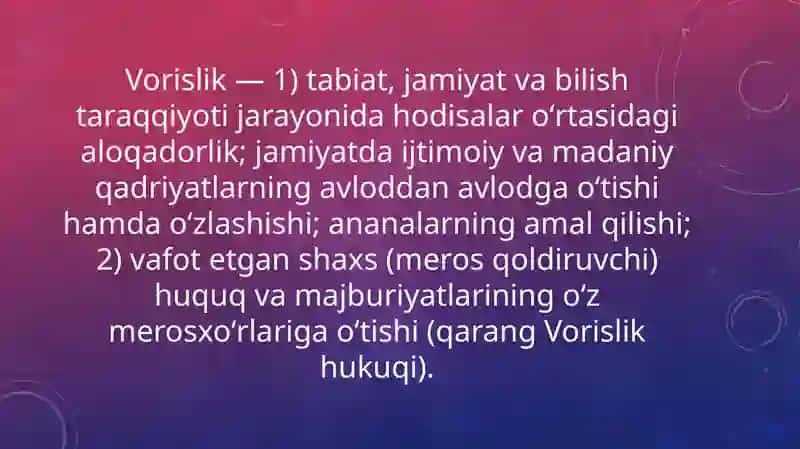 Vorislik va yangilanish 2