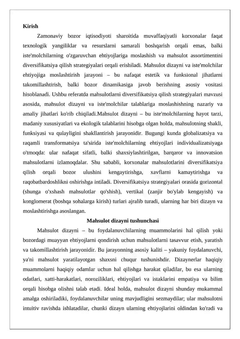 Mahsulot dizayni va iste‘molchilar ehtiyojiga moslashtirish 2