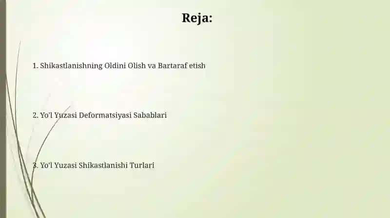 Nobikr yo'l qoplamasi va Toshamasi deformatsiyasi va Buzulishlar 2