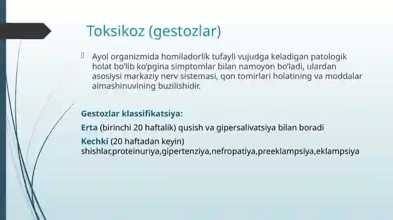 Homiladorlar ko’ngil aynish va qusishi. Etiologiyasi,tasnifi,klinikasi,davolash. 2