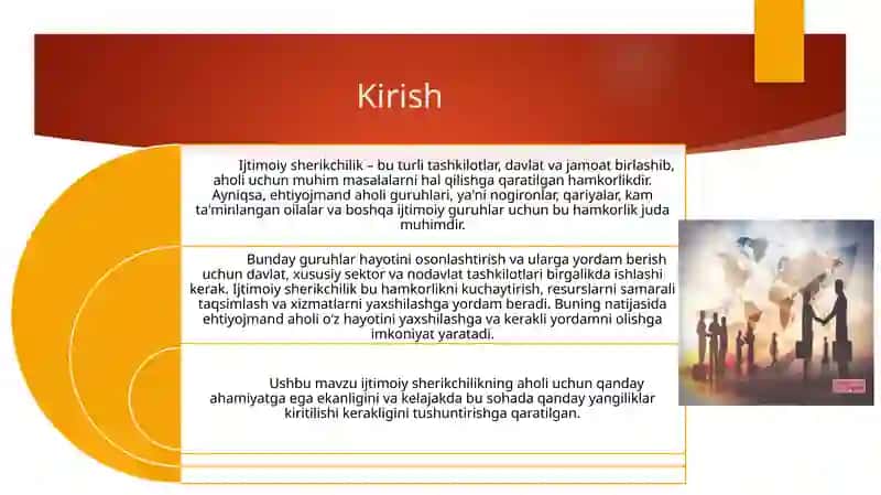 Aholining ehtiyojmand qismiga xizmat koʻrsatishda ijtimoiy sherikchilikning oʻrni. 2