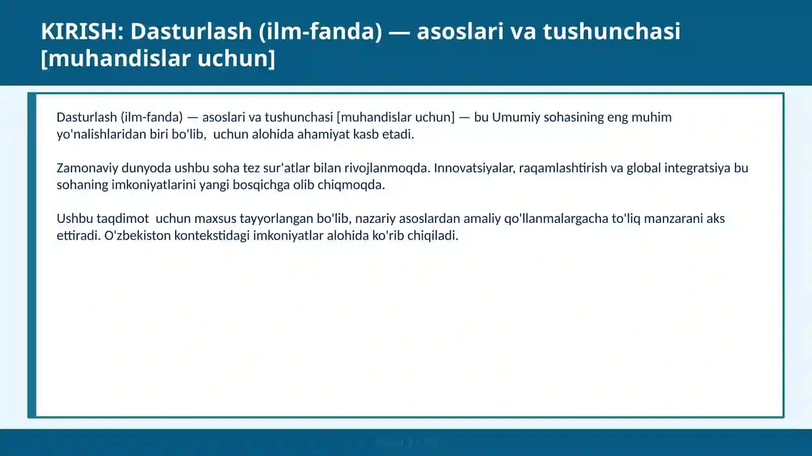 Dasturlash (ilm-fanda) — asoslari va tushunchasi [muhandislar uchun] 2