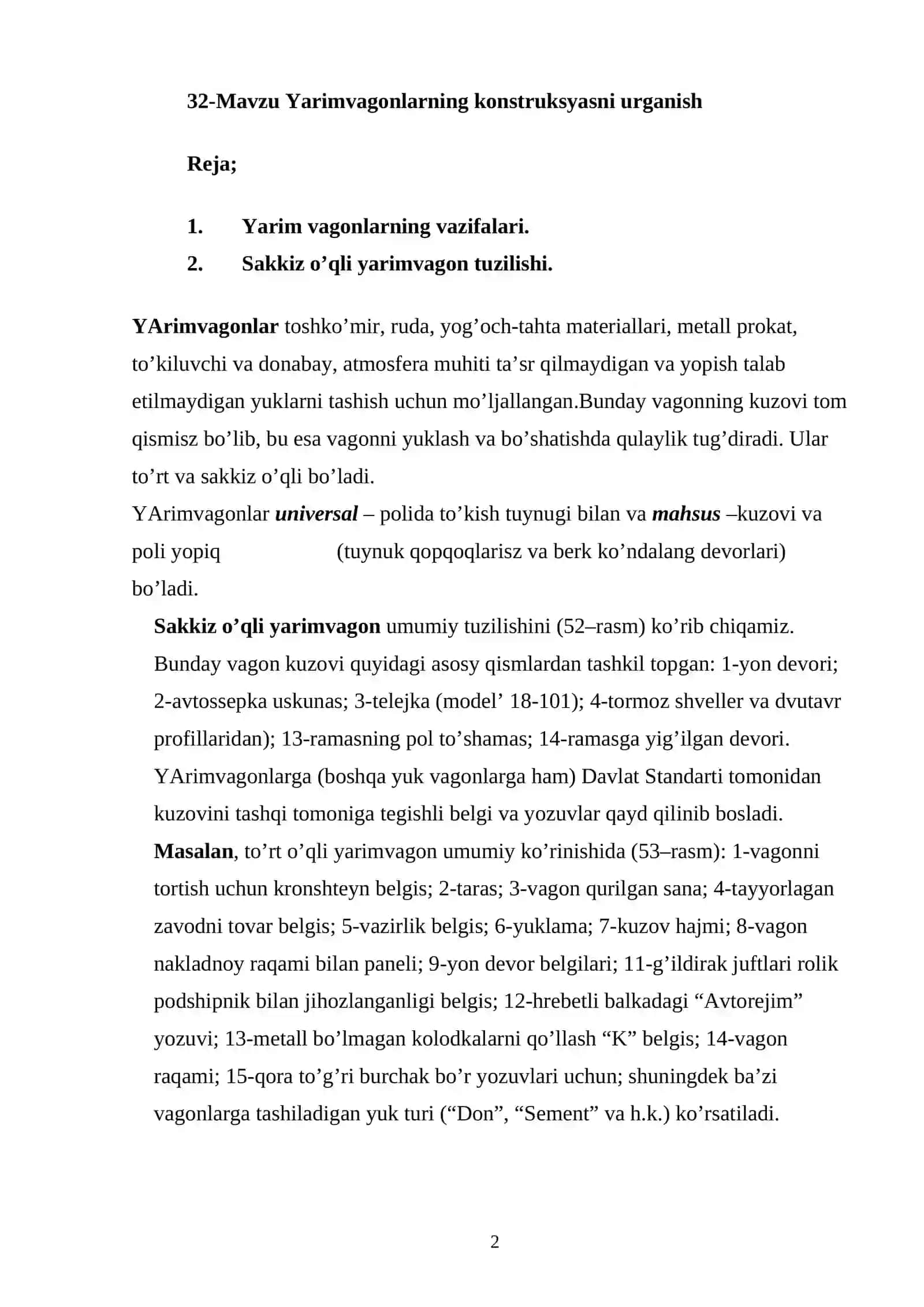 Yarim vagonlarning konstruksiyasi 2