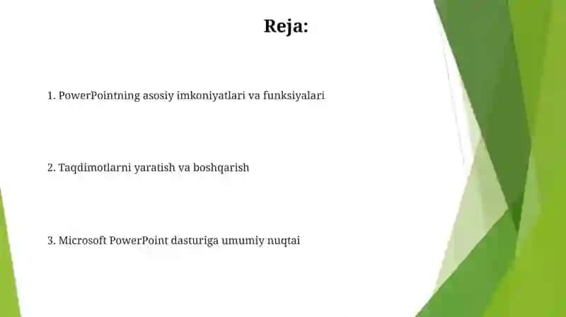 PowerPointning dasturiy taʼminoti va uning imkoniyatlari 2