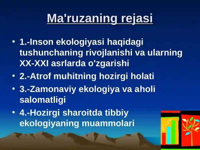 Tibbiy ekologiyani tanilish 2