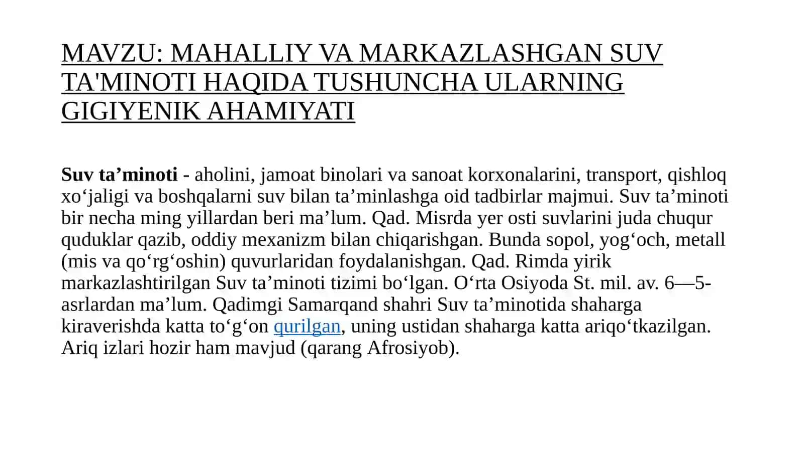 Gigiogiyena, harbiy gigiyena. Tibbiy ekologiya 2