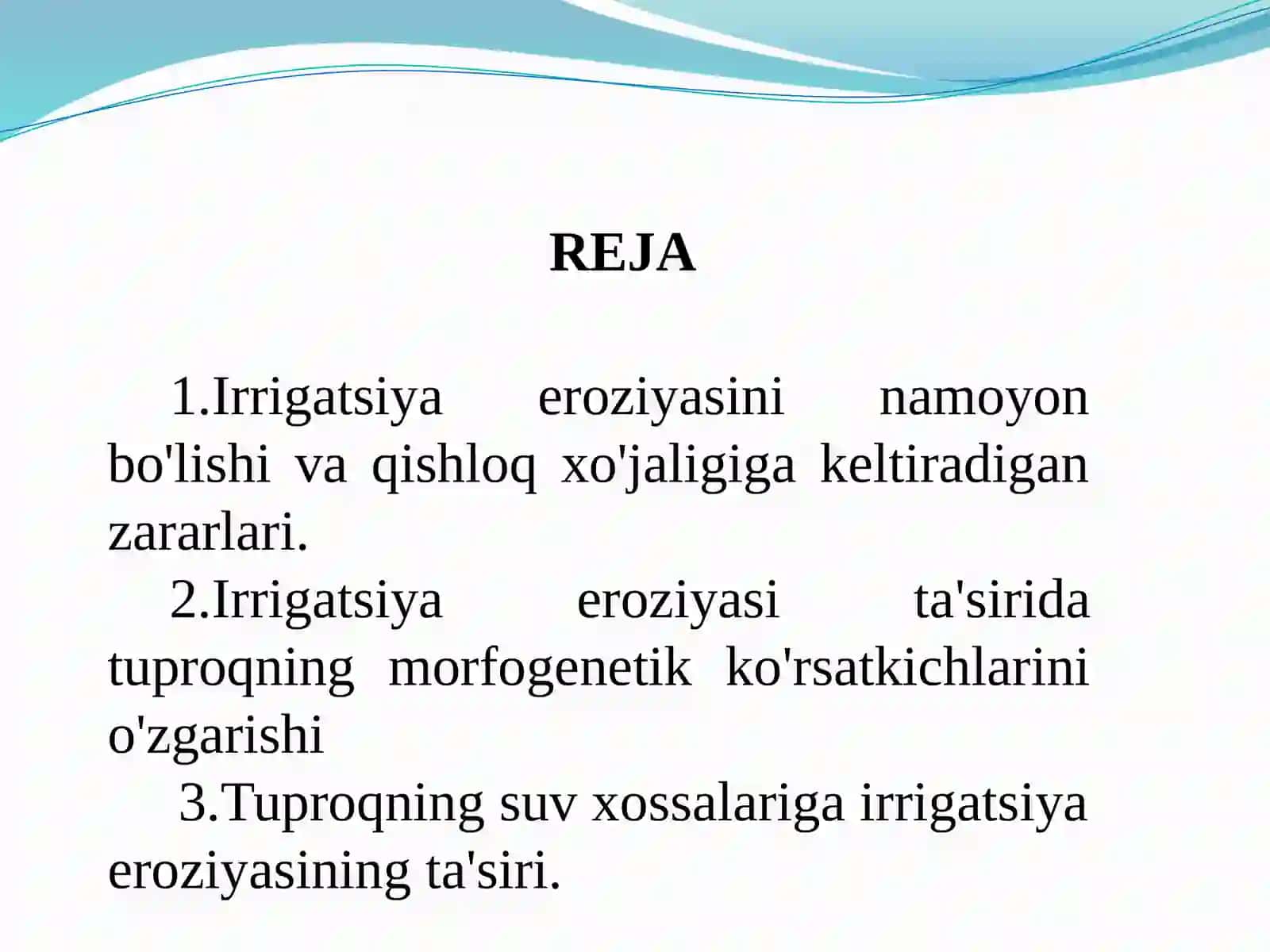Tuproq eroziyasi va irrigatsiya muammosi 2