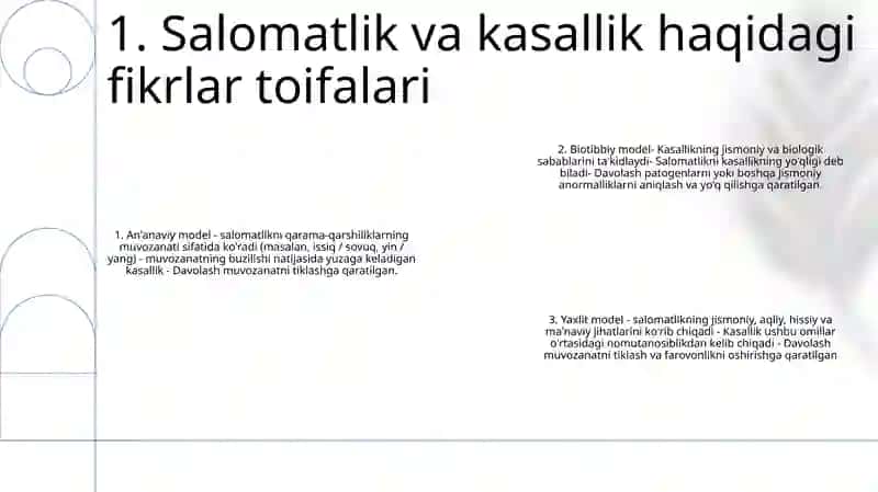 Salomatlik Va Kasallik Haqidagi Fikrlarning O'Ziga Hos Xususiyatlari 2