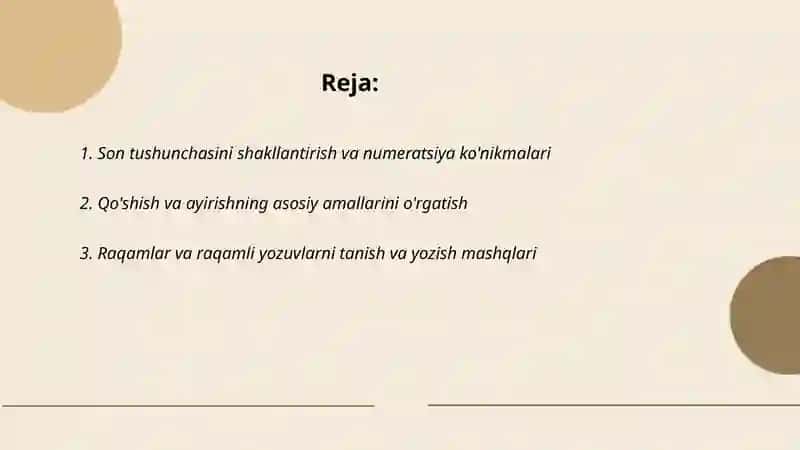 Katta va Toshlov Guruhi Bolalarini Matematika Jihatdan Tayyorlash 2