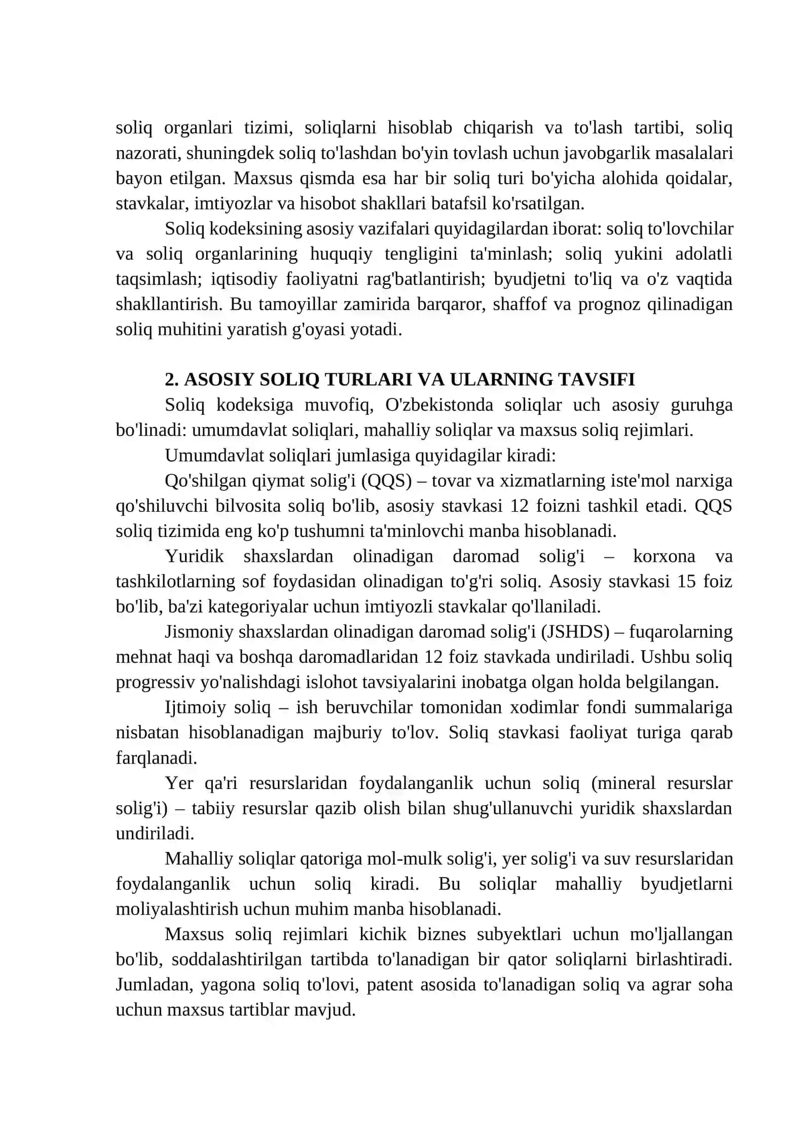 O'zbekiston Respublikasi Soliq kodeksining qisqacha sharhi 2