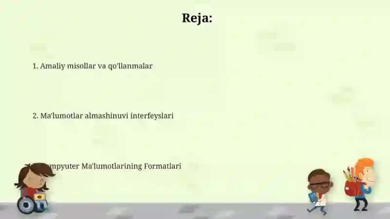 Kompyuterda maʼlumotlar formatlari va interfeyslar 2