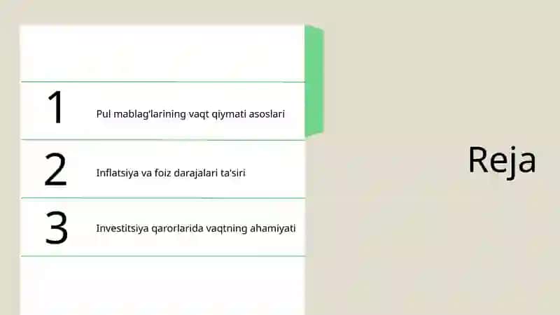 Pul mablagʻlarining vaqt boʻyicha qiymati kontsifsiyasi 2