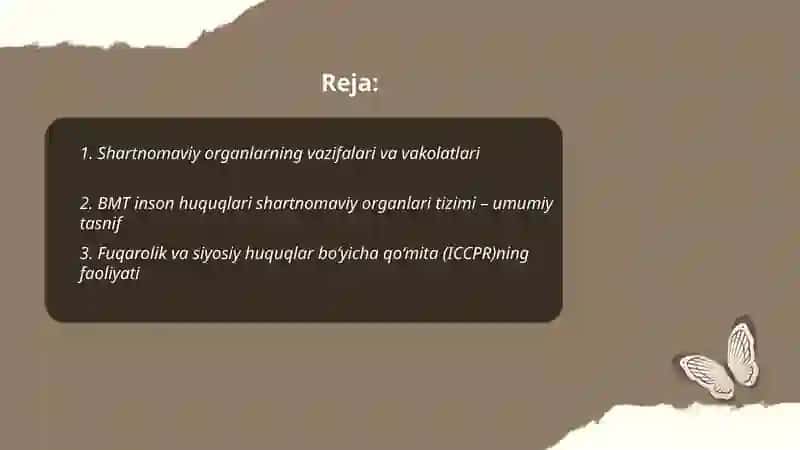 Inson huquqlari boʻyicha xalqaro shartnomaviy institutlar faoliyati 2
