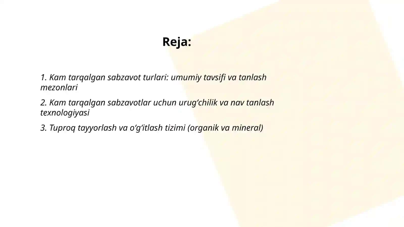 Kam tarqalgan sabzavot turlari ularni yetishtirish texnalogiyasi 2