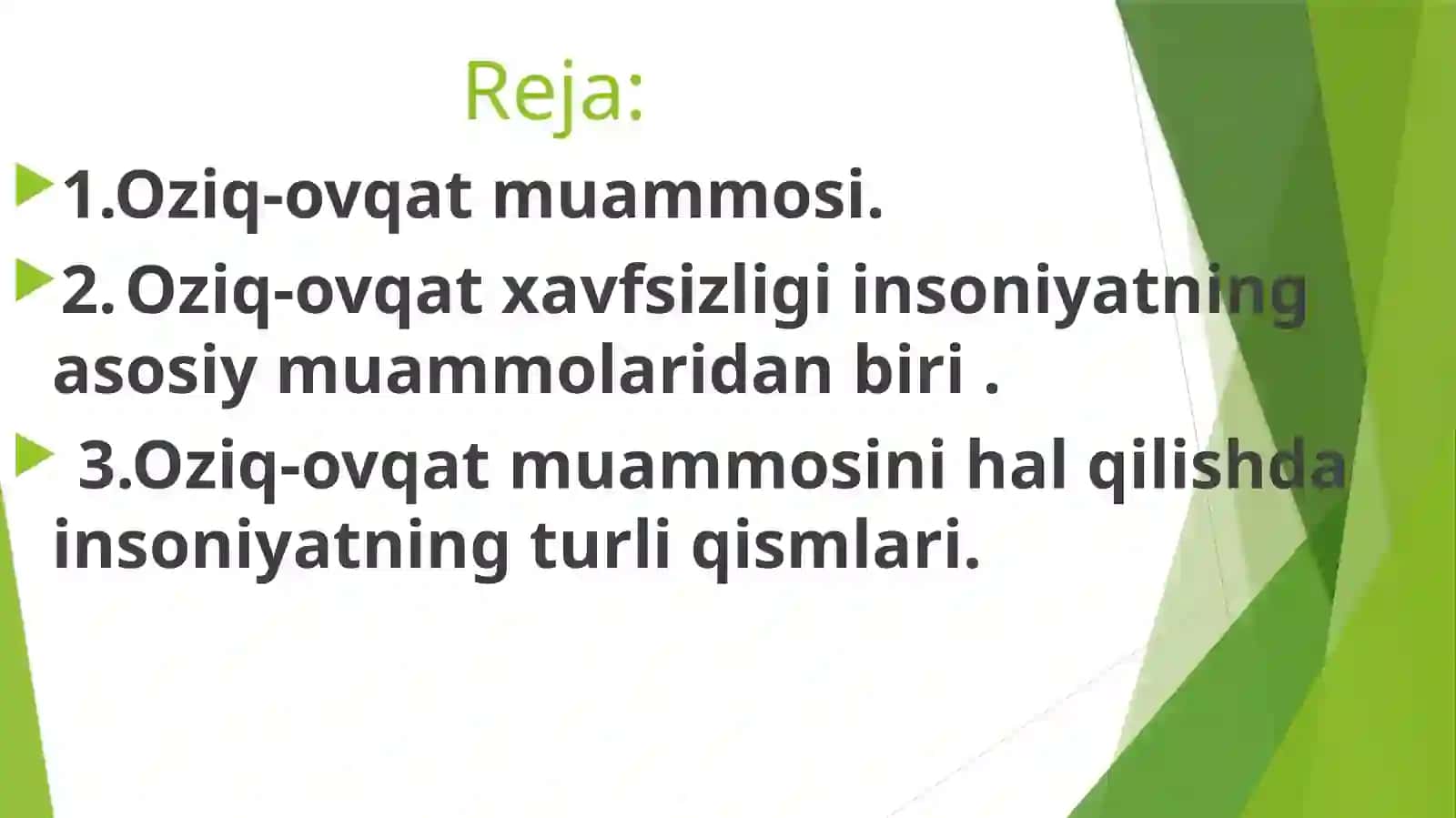 Oziq-ovqat muammolari halqaro standartlari 2