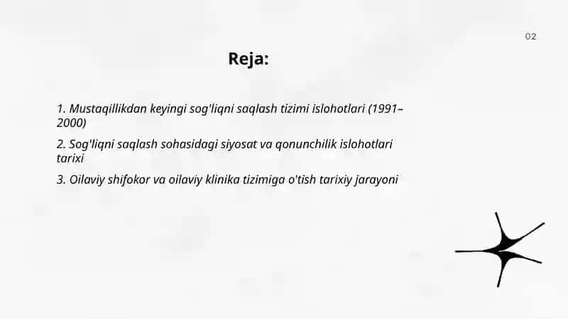 Sogliqni saqlash tizimidagi islohatlar tarixi 2